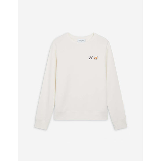 Men Double Fox Head Patch Classic Sweatshirt - Ecru