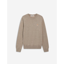 Men Fox Head Patch Regular R-Neck Jumper - Beige Melange