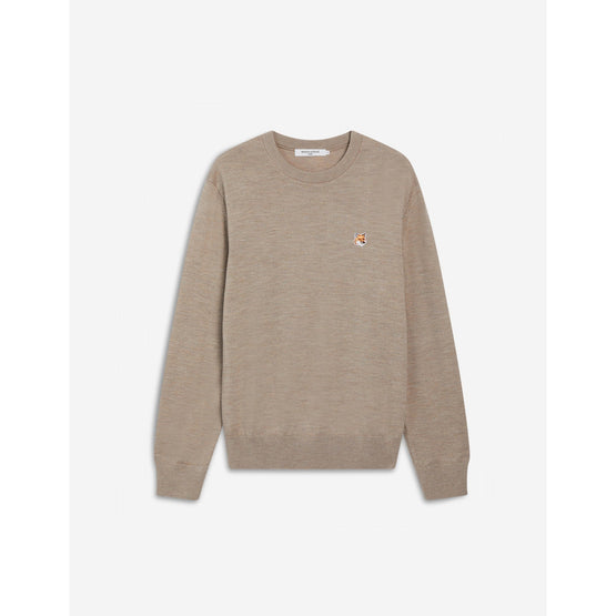 Men Fox Head Patch Regular R-Neck Jumper - Beige Melange