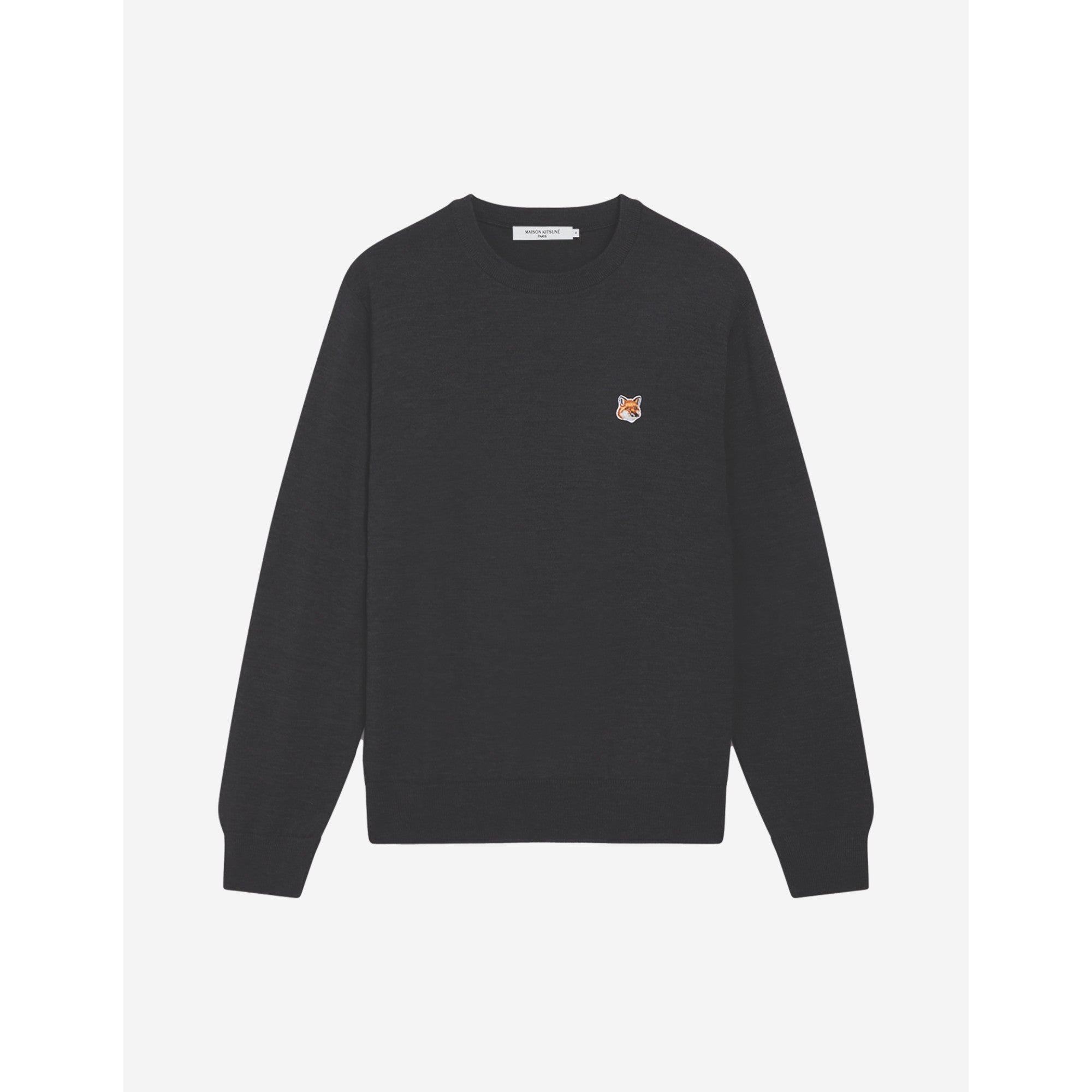 Men Fox Head Patch Regular R-Neck Jumper - Anthracite Melange