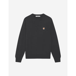 Men Fox Head Patch Regular R-Neck Jumper - Anthracite Melange
