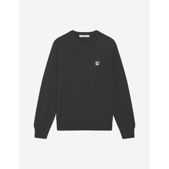 Men Fox Head Patch Regular R-Neck Jumper - Anthracite Melange