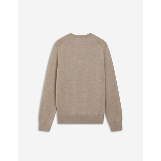 Men Fox Head Patch Regular R-Neck Jumper - Beige Melange