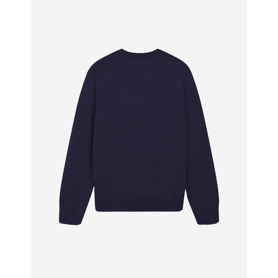 Men Fox Head Patch Regular R-Neck Jumper - Navy