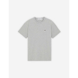 Men Grey Fox Head Patch Classic Tee-Shirt - Grey Melange