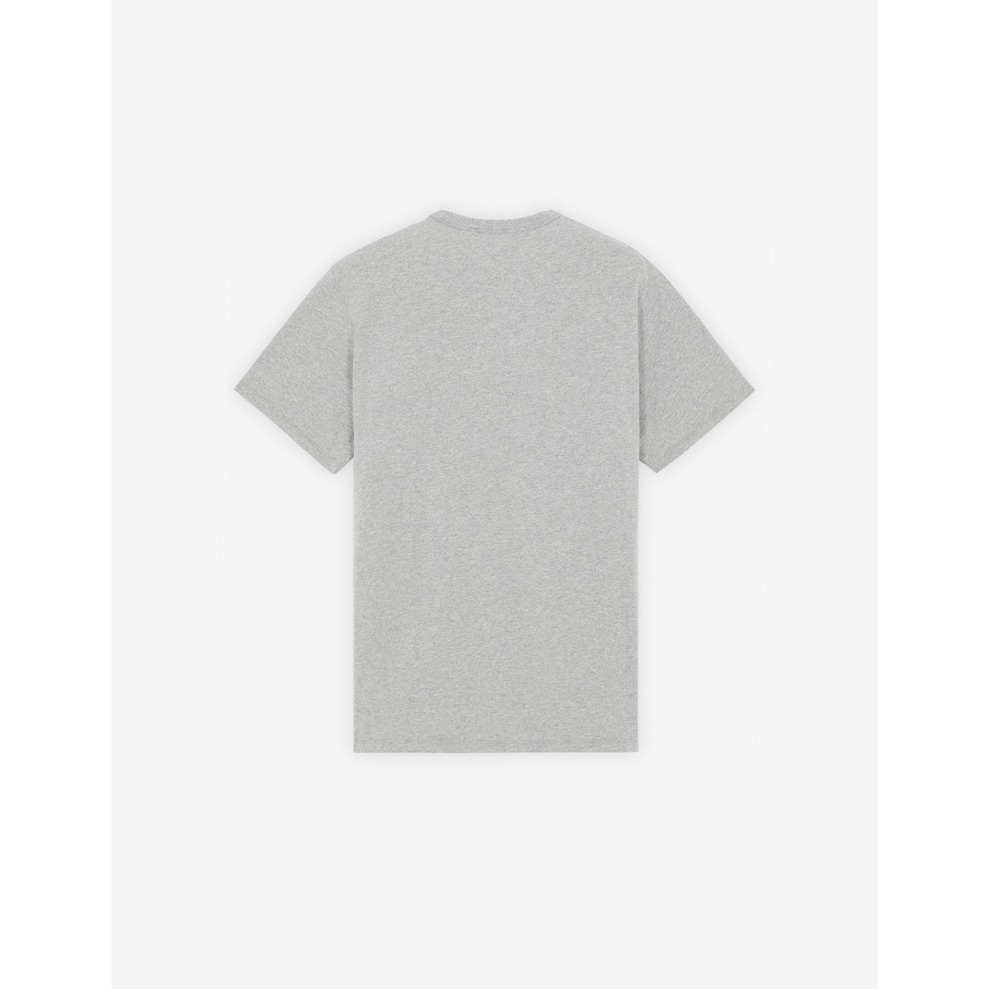 Men Grey Fox Head Patch Classic Tee-Shirt - Grey Melange