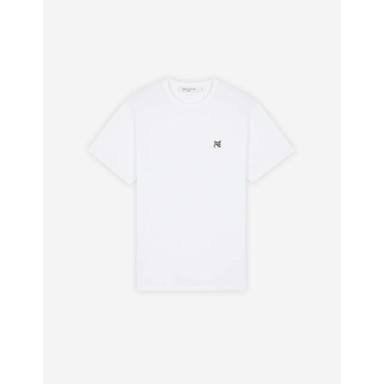 Men Grey Fox Head Patch Classic Tee-Shirt - White