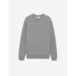 Men Grey Fox Head Patch Classic Sweatshirt - Grey Melange