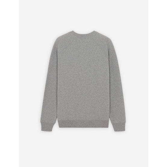 Men Grey Fox Head Patch Classic Sweatshirt - Grey Melange
