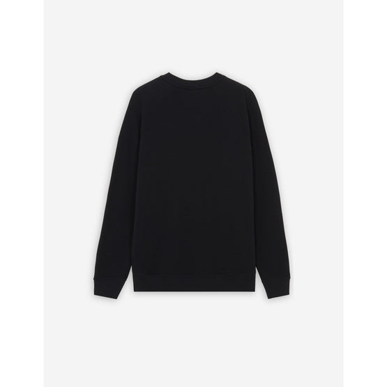 Men Grey Fox Head Patch Classic Sweatshirt - Black