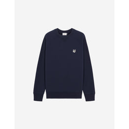 Men Grey Fox Head Patch Classic Sweatshirt - Navy