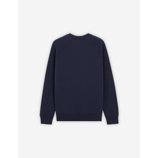 Men Grey Fox Head Patch Classic Sweatshirt - Navy