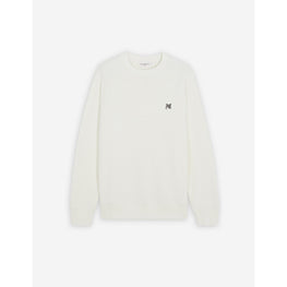 Men Grey Fox Head Patch Classic Sweatshirt - Ecru
