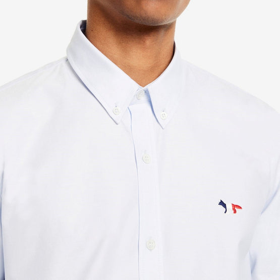 Men Tricolor Fox Patch Classic Shirt - Blue