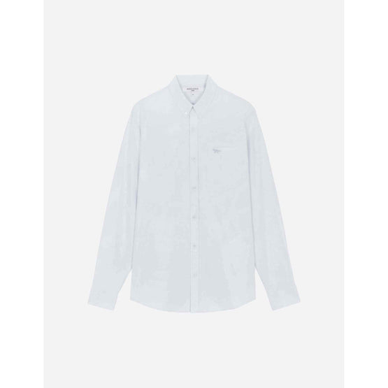 Men Fox Embroidery Pocket Classic Shirt - Light Blue