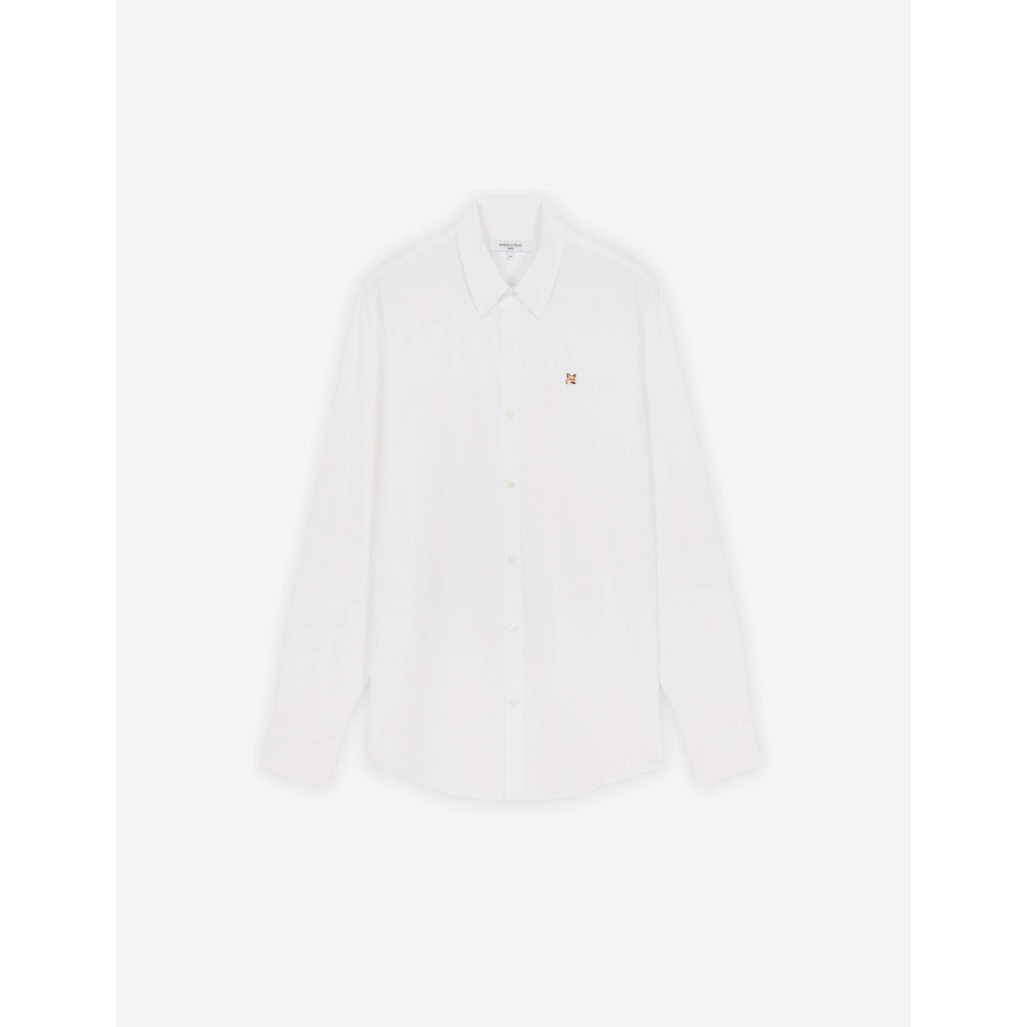 Men Fox Head Embroidery Classic Shirt - White