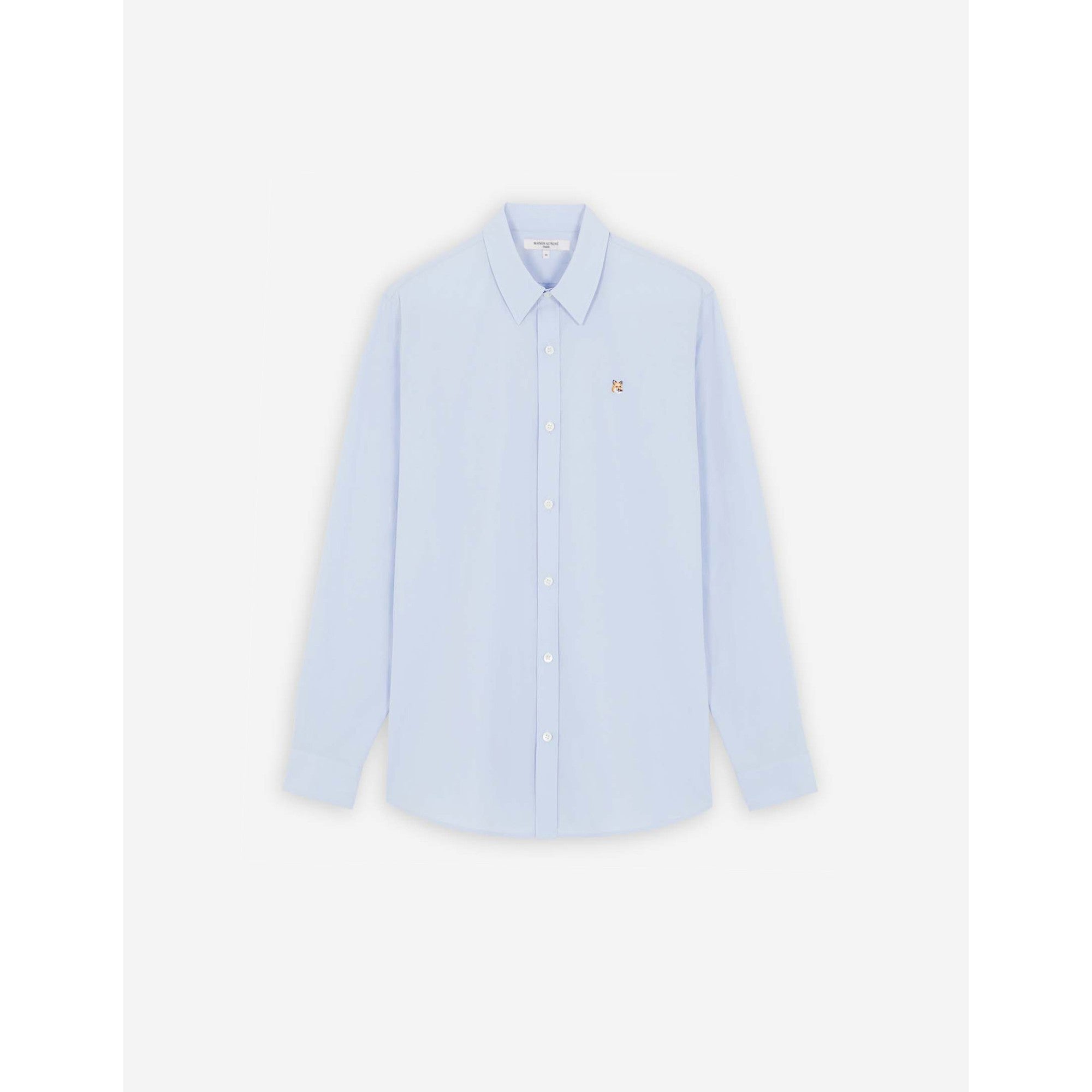 Men Fox Head Embroidery Classic Shirt - Light Blue