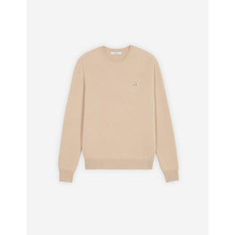 Men Baby Fox Patch Cosy R-Neck Pullover - Beige