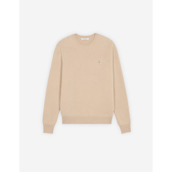 Men Baby Fox Patch Cosy R-Neck Pullover - Beige
