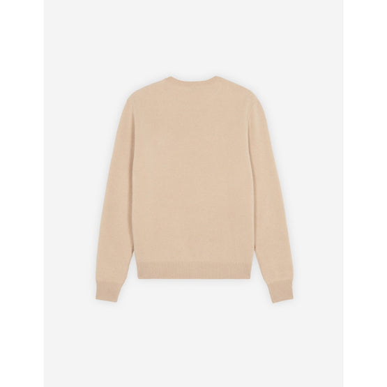 Men Baby Fox Patch Cosy R-Neck Pullover - Beige