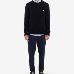 Men Baby Fox Patch Cosy R-Neck Pullover - Navy