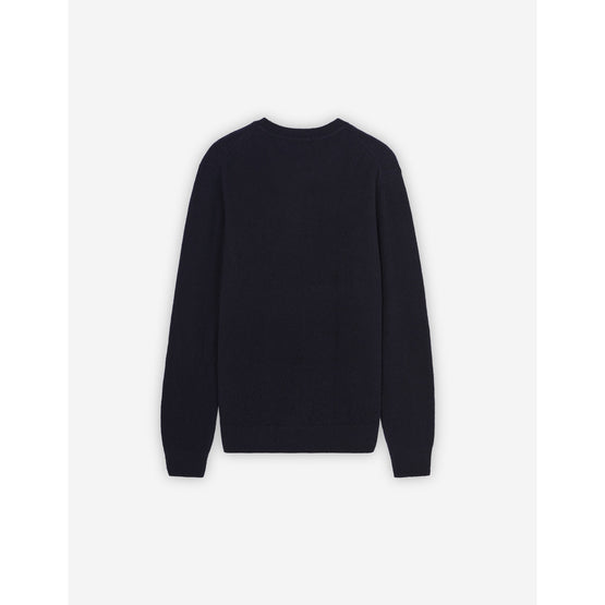 Men Baby Fox Patch Cosy R-Neck Pullover - Navy