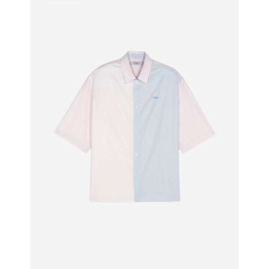 Men Short Sleeve Shirt - Color Block Stripes