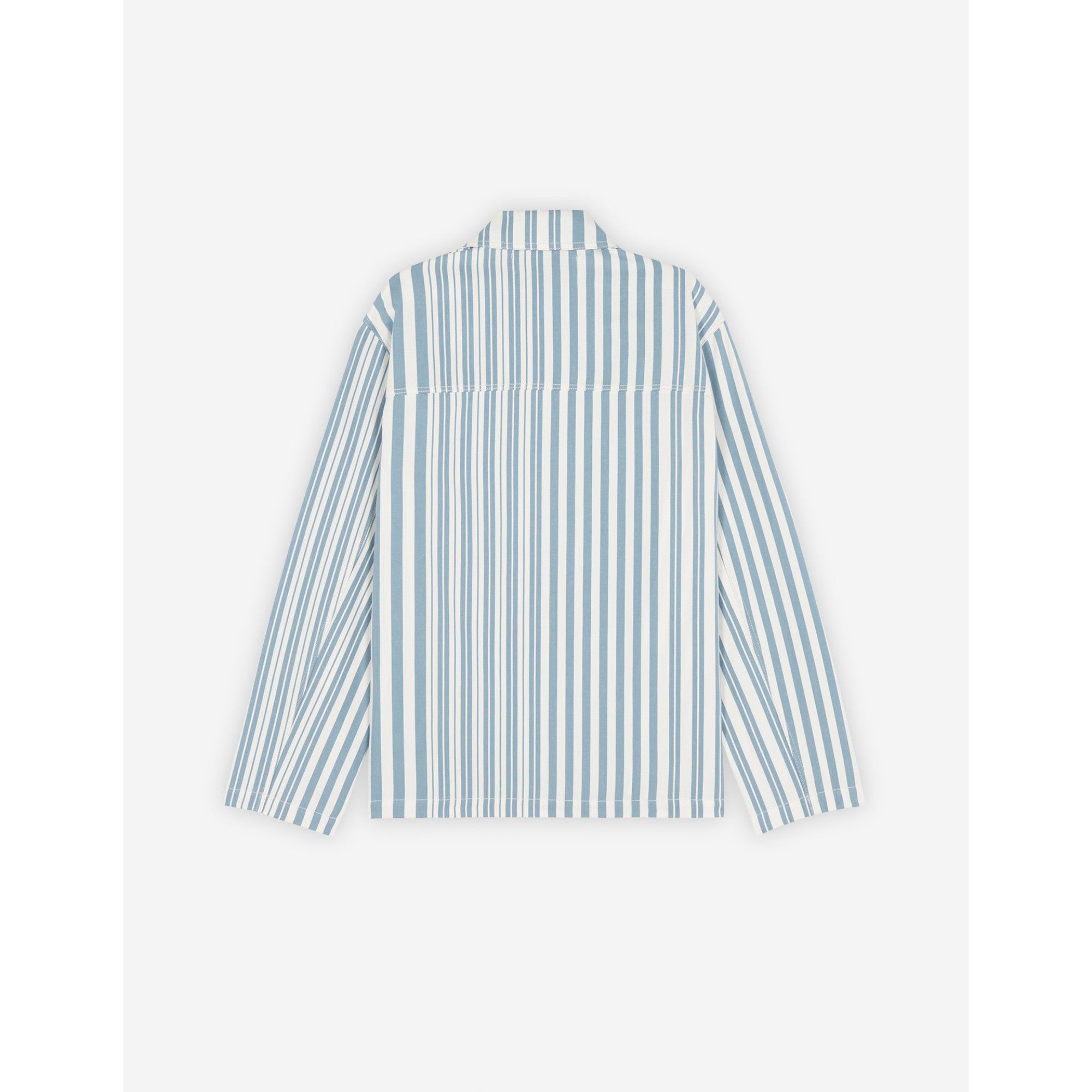 Men 2 Pockets Zipped Overshirt - Sky Blue Stripes