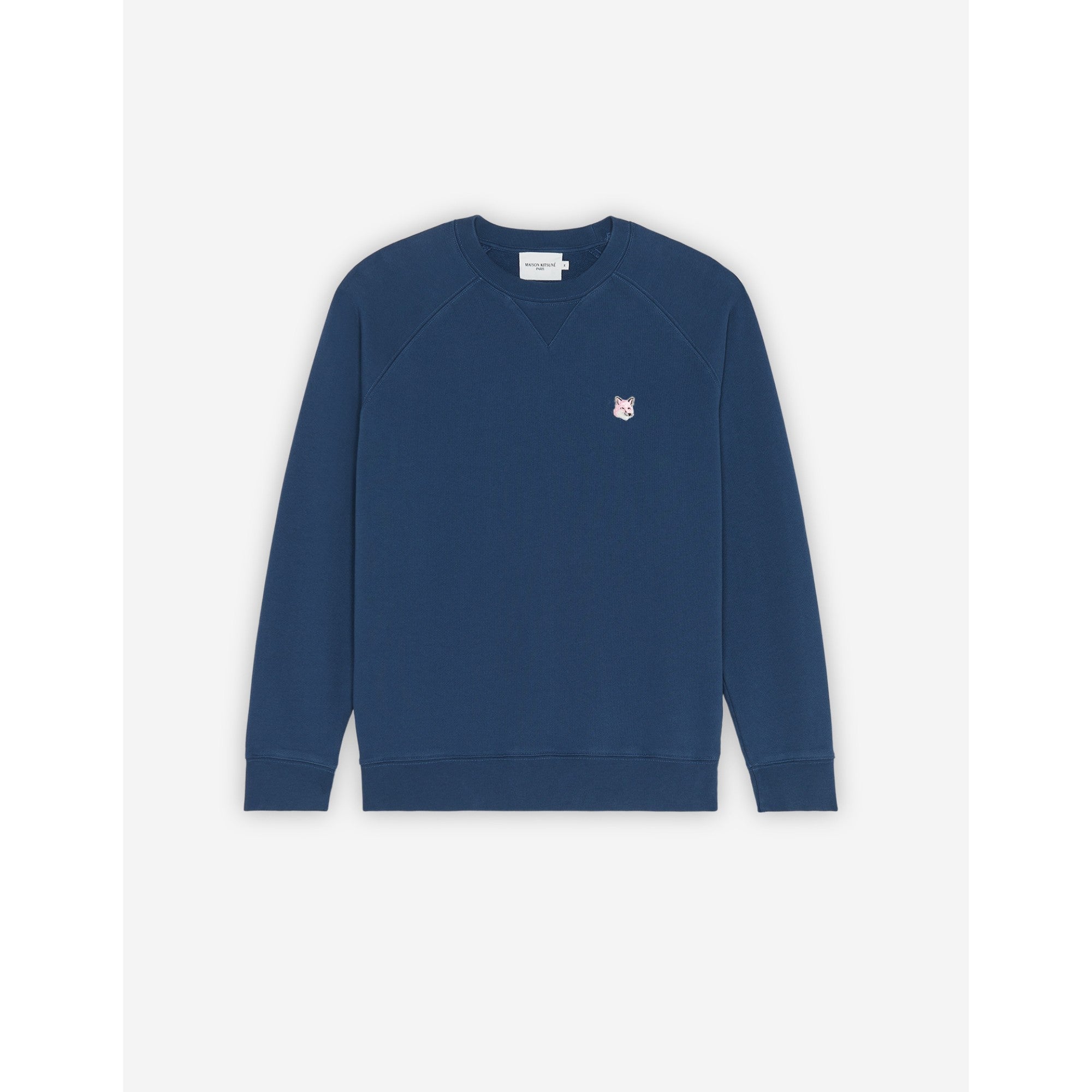 Men Monochrome Fox Head Patch Classic Sweatshirt - Blue Denim