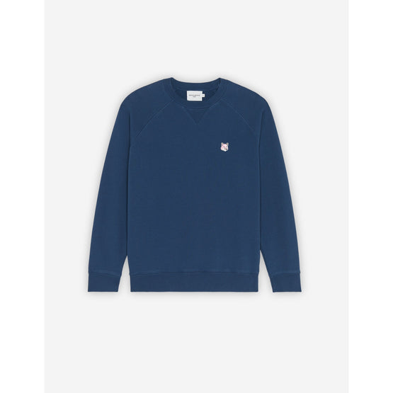 Men Monochrome Fox Head Patch Classic Sweatshirt - Blue Denim