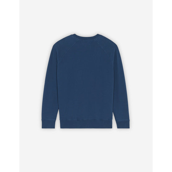 Men Monochrome Fox Head Patch Classic Sweatshirt - Blue Denim