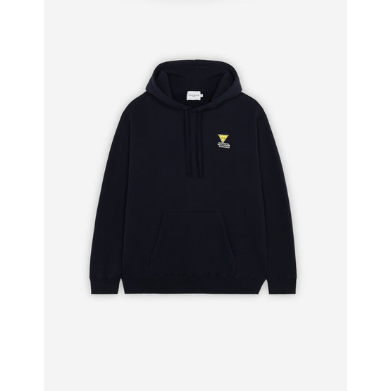 Men Triangle Fox Patch Relaxed Hoodie - Dark Navy