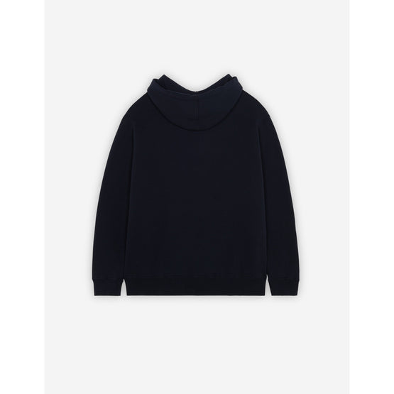 Men Triangle Fox Patch Relaxed Hoodie - Dark Navy