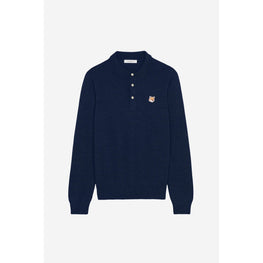 Men Fox Head Patch Polo Jumper - Navy