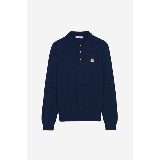 Men Fox Head Patch Polo Jumper - Navy