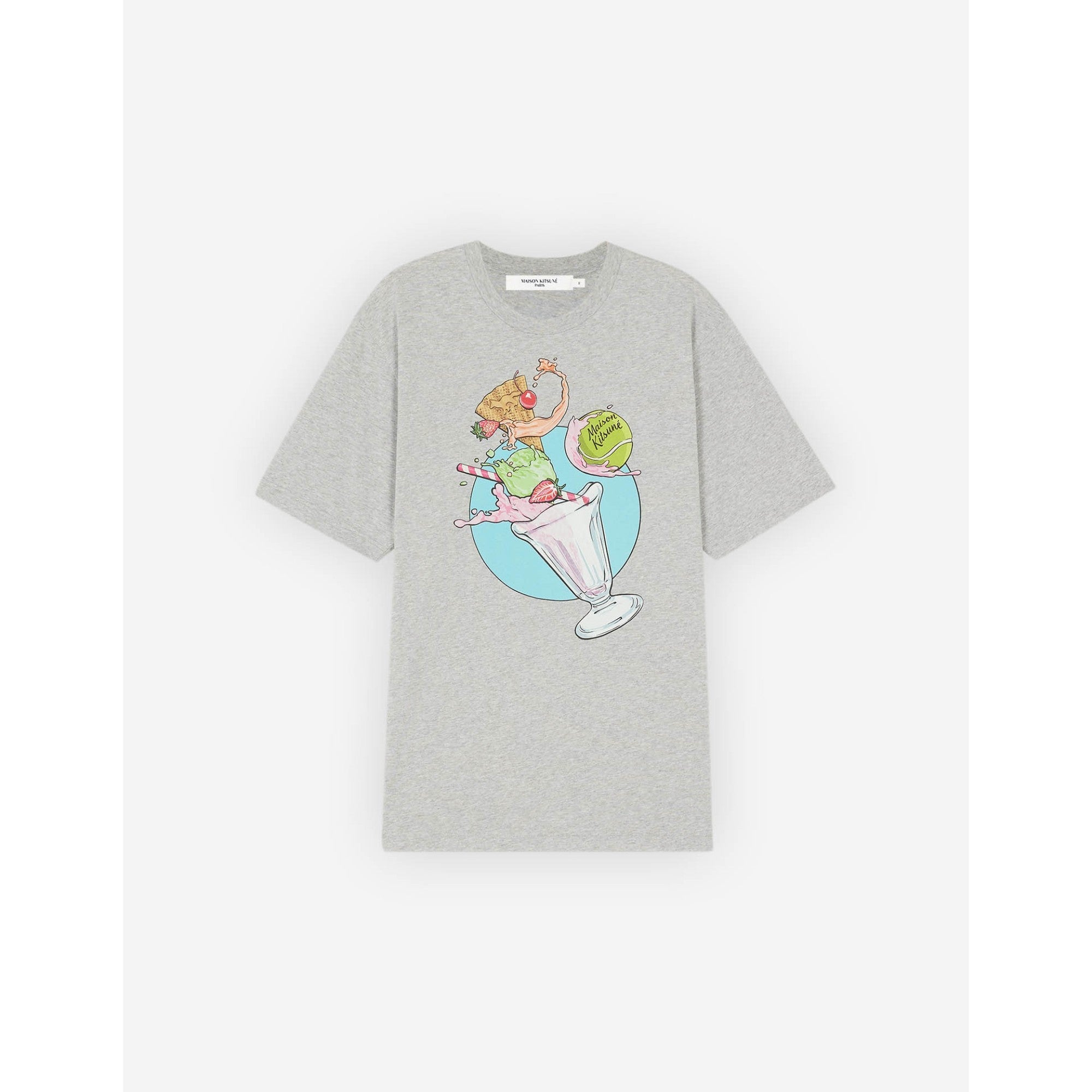 Men Ice Cream Splash Comfort Tee-Shirt - Light Grey Melange