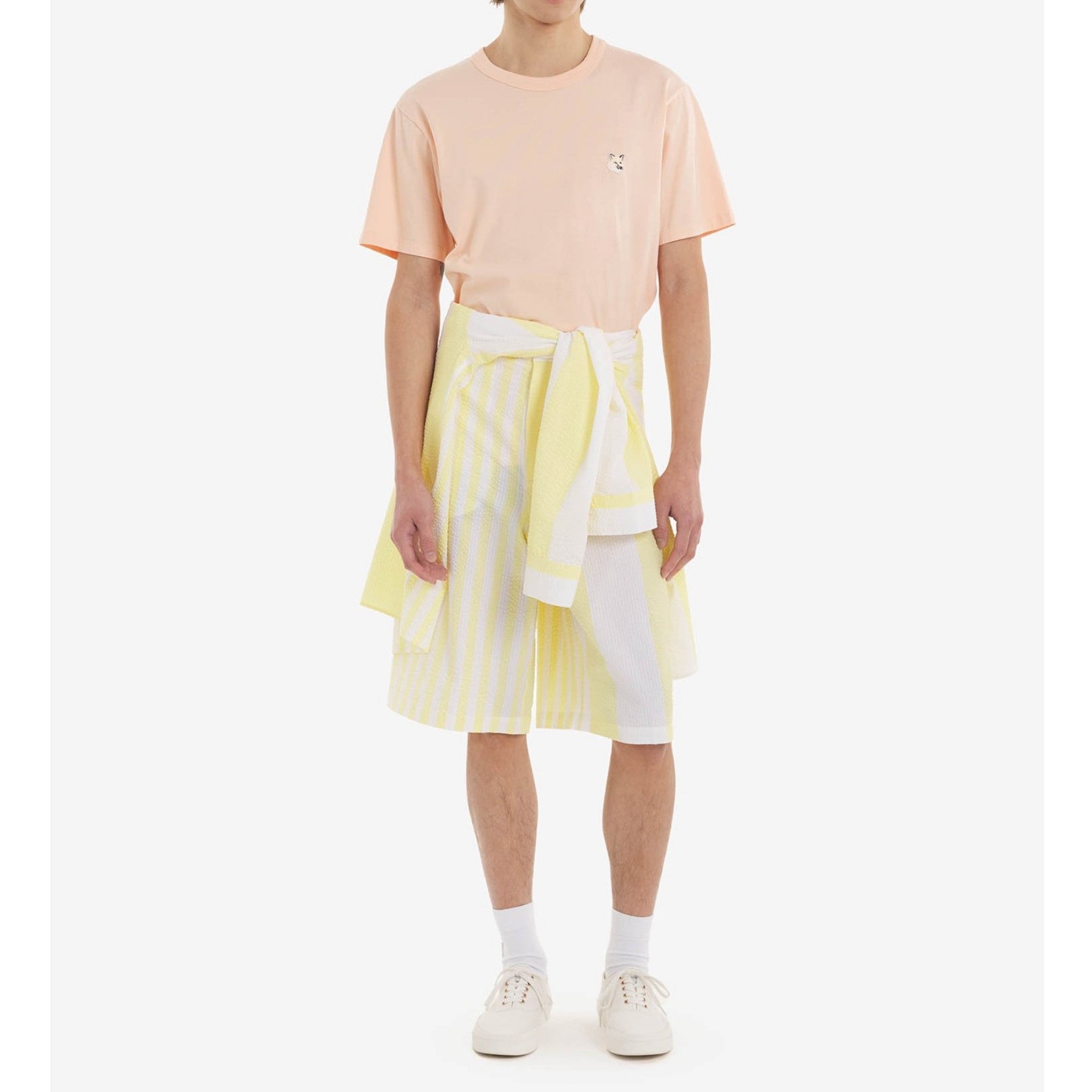 Men Tonal Fox Head Patch Regular Tee-Shirt - Peach