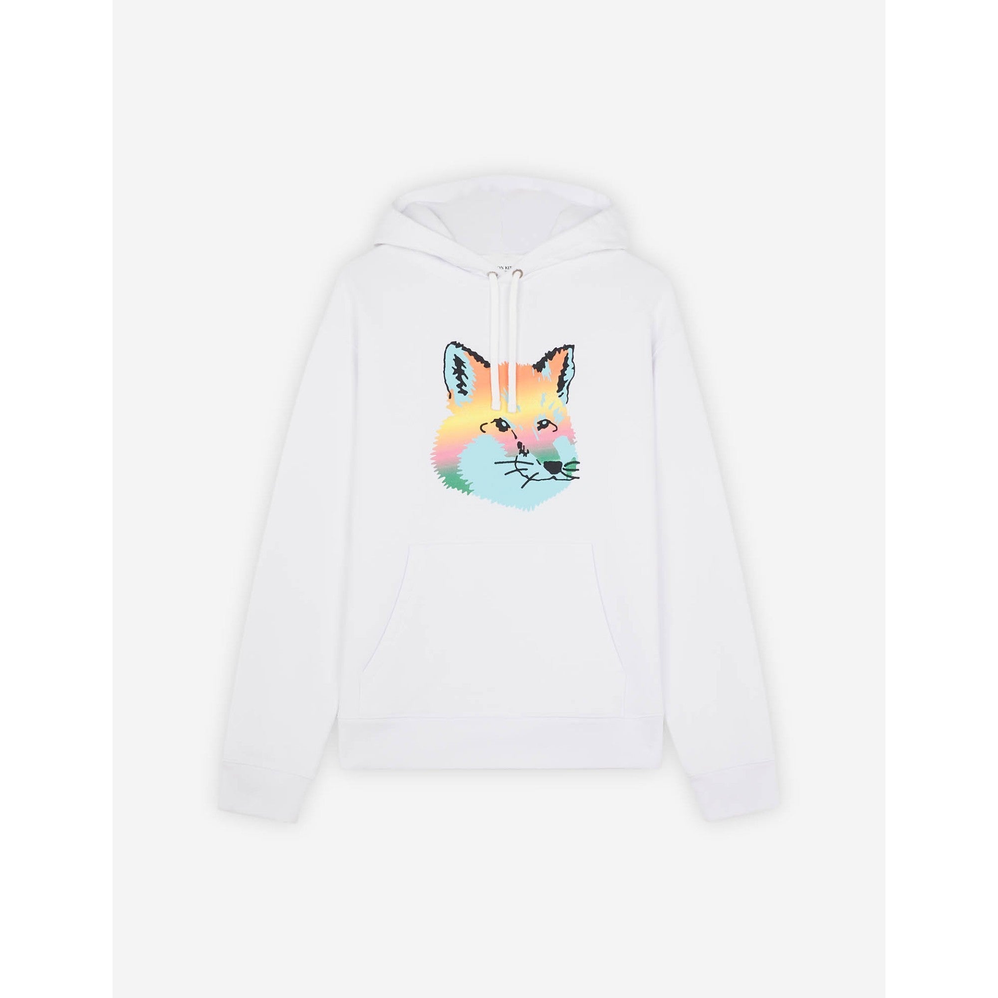 Men Vibrant Fox Head Hoodie - White