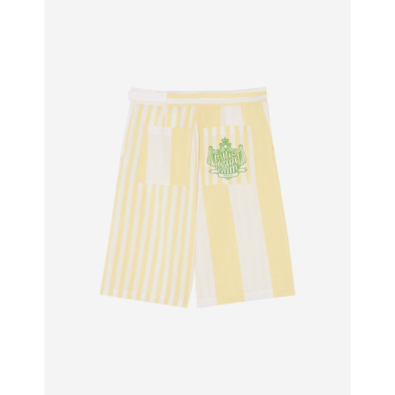 Men Poolside Stripes Belted Shorts - Lemon