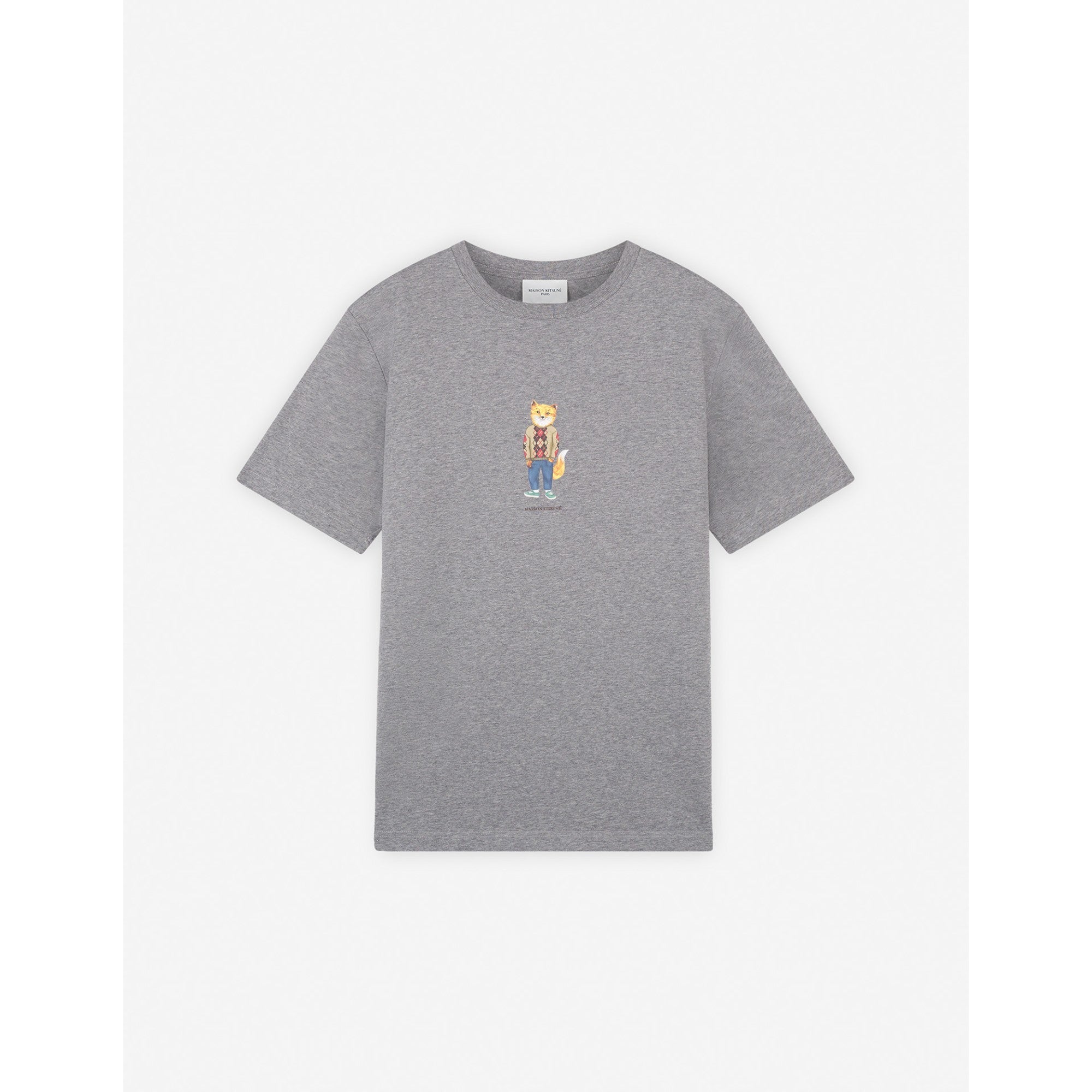 Men Dressed Fox Regular Tee Shirt - Light Grey Melange