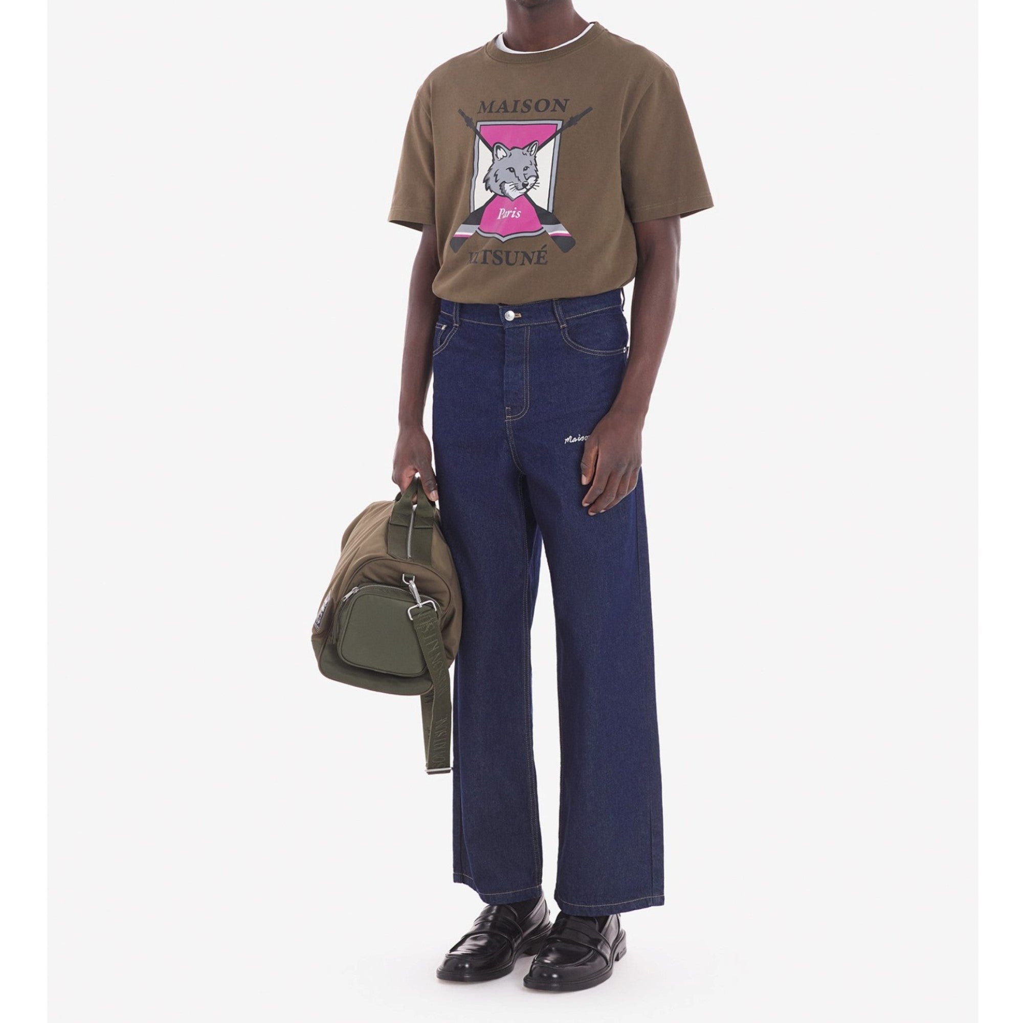 Men College Fox Printed Comfort Tee-Shirt - Khaki