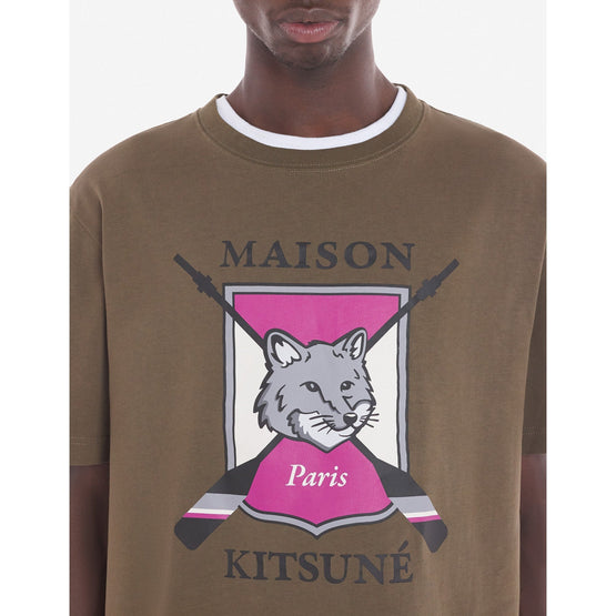 Men College Fox Printed Comfort Tee-Shirt - Khaki