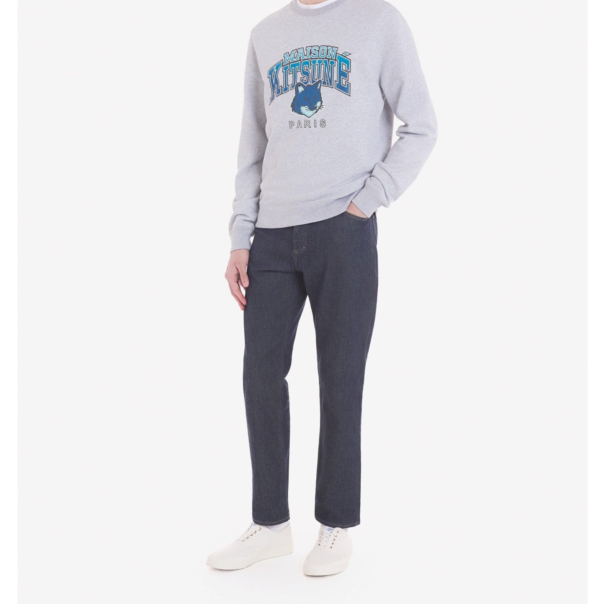 Men Campus Fox Regular Sweatshirt - Light Grey Melange