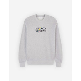 Men Maison Kitsune Flowers Comfort Sweatshirt - Light Grey Melange