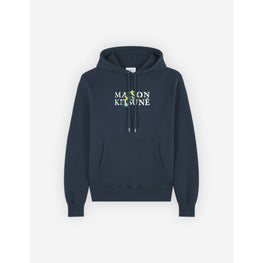 Men Maison Kitsune Flowers Comfort Hoodie - Ink Blue