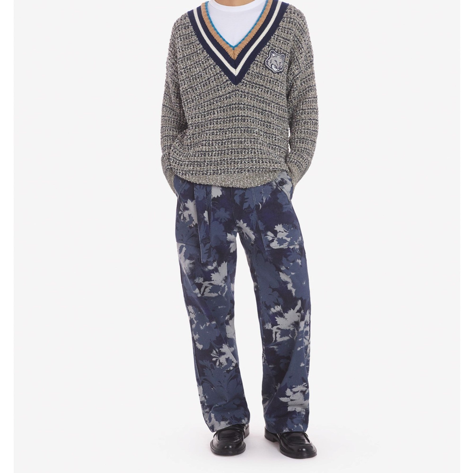 Men Bold Fox Head Crafty Comfort Jumper - Black/White/Beige