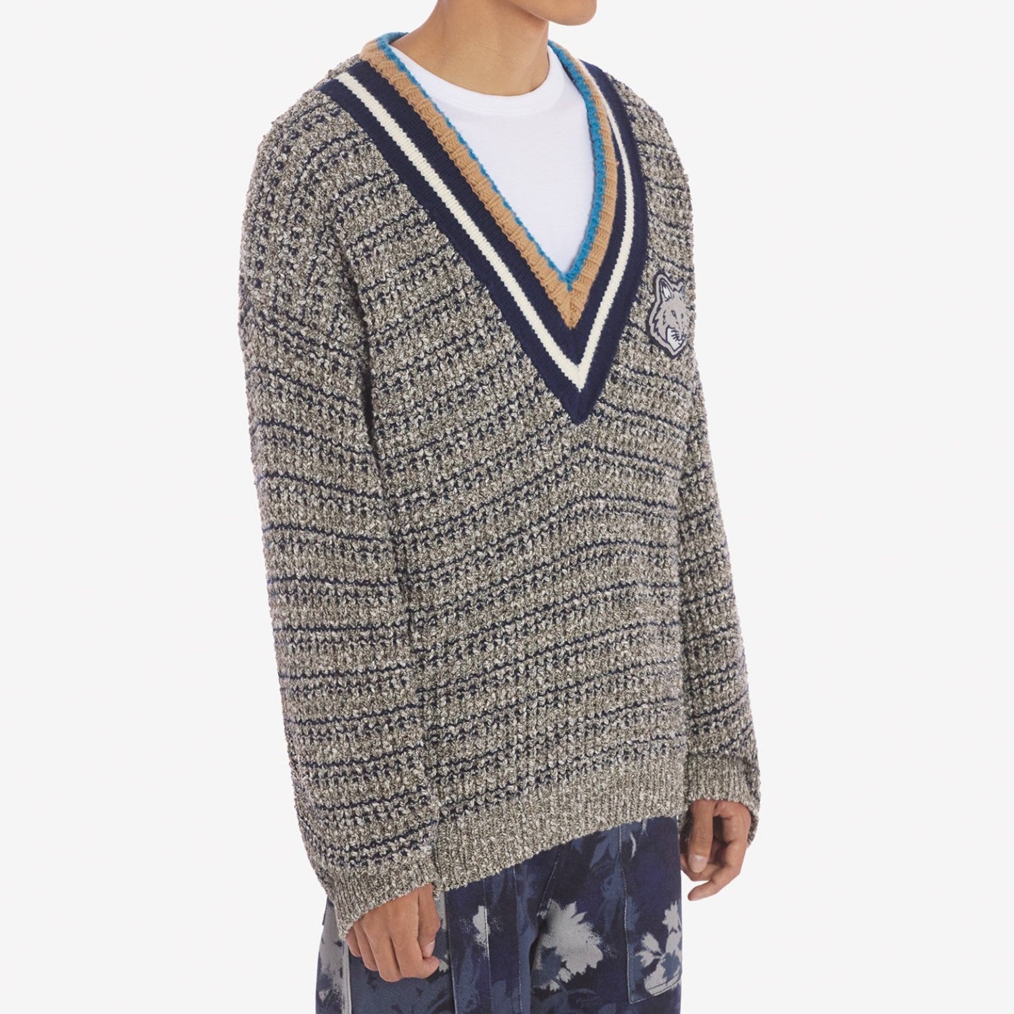 Men Bold Fox Head Crafty Comfort Jumper - Black/White/Beige