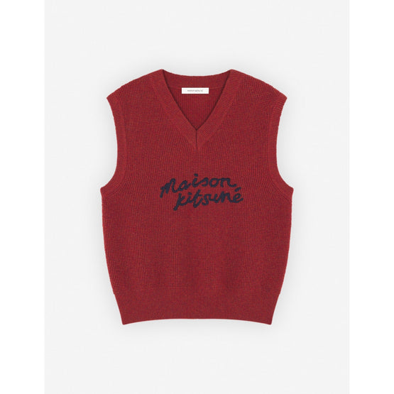 Men Maison Kitsune Handwriting Oversize Vest - Burnt Red
