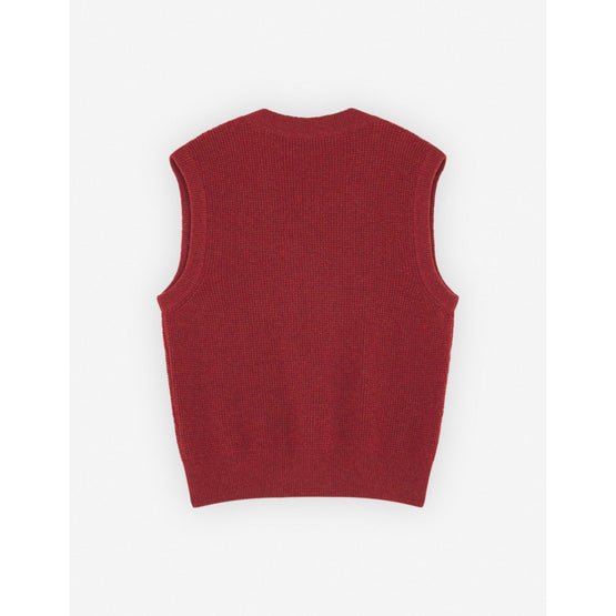 Men Maison Kitsune Handwriting Oversize Vest - Burnt Red