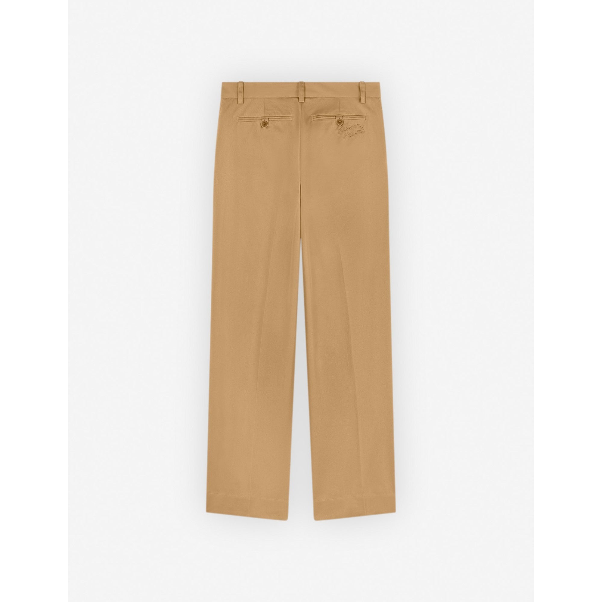 Men Wide Leg Chino Pants In Cotton With Logo Handwriting - Beige